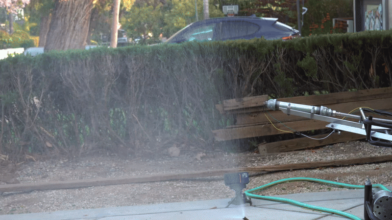 The hybrid rocket engine firing